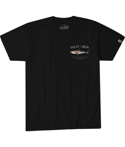 Camiseta de manga corta para hombre Salty Crew Bruce Premium Black con un tiburón estampado en el pecho