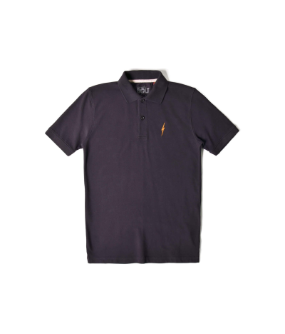 LIGHTNING BOLT EMBROIDERED POLO SHIRT MOONLESS NIGHT