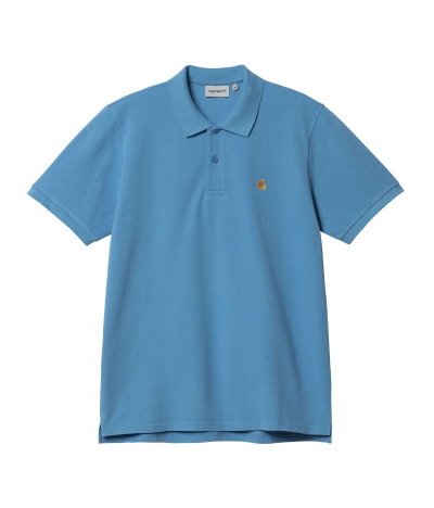 CARHARTT WIP CHASE PIQUE POLO PISCINE / GOLD