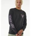 RIP CURL FADE OUT ICON LS TEE BLACK / PURPLE