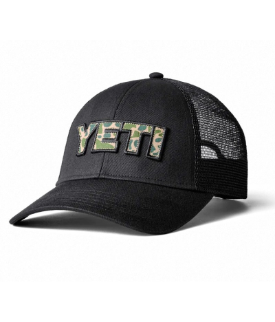 Gorra de camionero Yeti Camo Logo Badge Negra