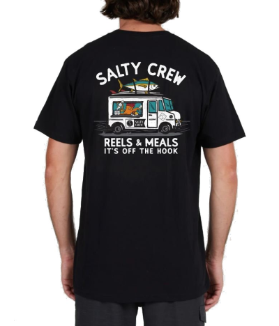 Camiseta de manga corta para hombre Salty Crew Reels & Meals Negra