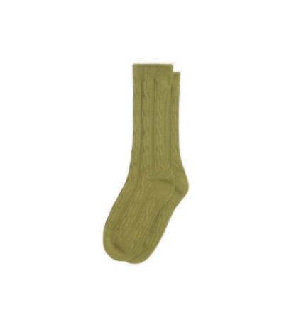 STÜSSY CALCETINES CABLE KNIT S DRESS SOCKS DARK LIME