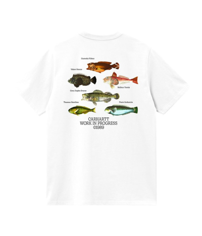 Camiseta de manga corta Carhartt WIP Fish Blanca con peces estampados