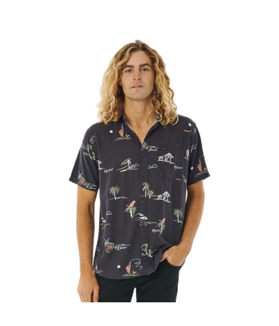 RIP CURL CAMISA PARTY PACK SHIRT WASHED BLACK